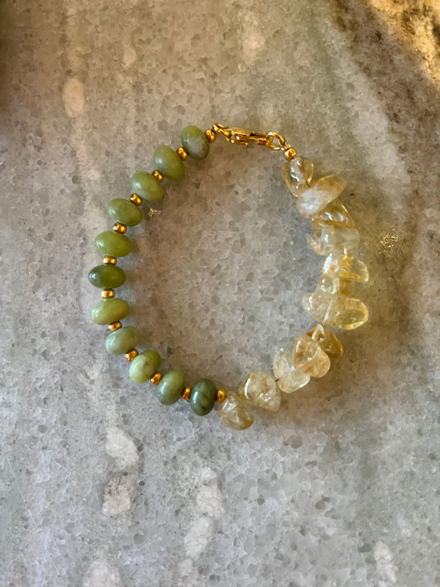 Armband Mix Flora Moss Green I Citrienkwarts