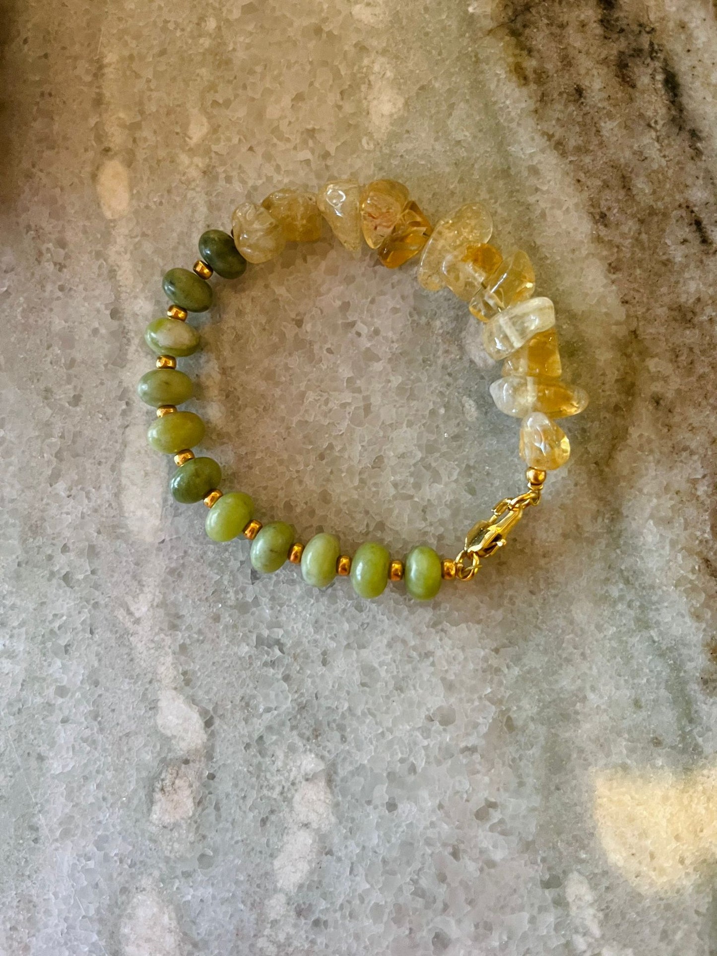 Armband Mix Flora Moss Green I Citrienkwarts