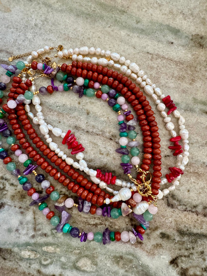 Ketting agaat zoetwaterparel